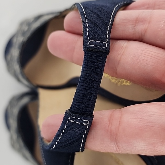 Modern Vintage Diva Wedge Slingback Blue Platform Peep Toe Shoe Sandal Sz 6 - Picture 11 of 16